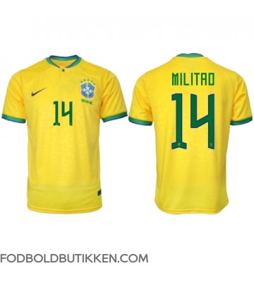Brasilien Eder Militao #14 Hjemmebanetrøje VM 2022 Kortærmet